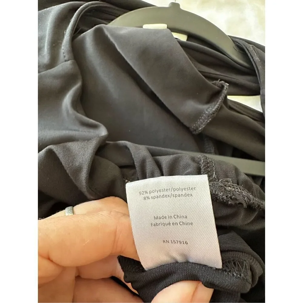 H by HALSTON BLACK V-NECK JUMPSUIT SIZE LARGE Black